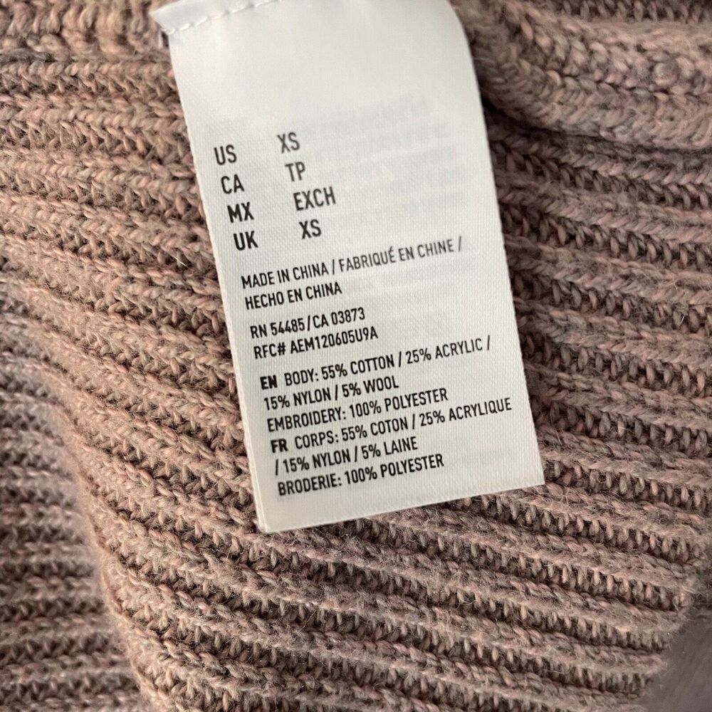 AEO American Eagle Size XS Oversized Floral Embroidered Pink Sweater Wool Blend - Picture 8 of 9
